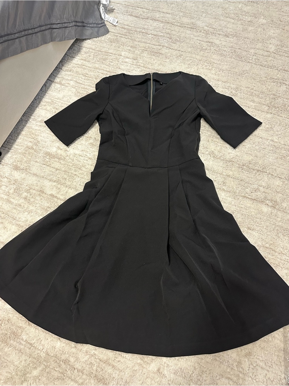 Women's Black Fit-and-Flare Midi Dress